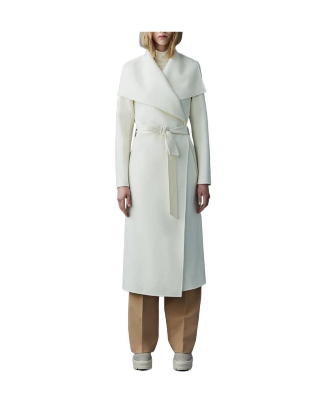 Mackage White Double-Sided Wool Wrap Coat