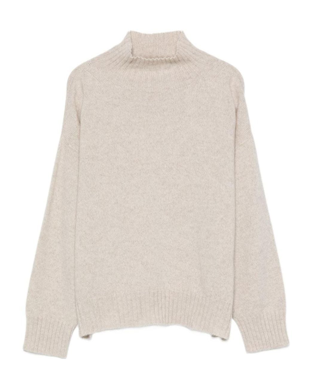 D.exterior Natural Cashmere Mock Neck Knitted Sweater