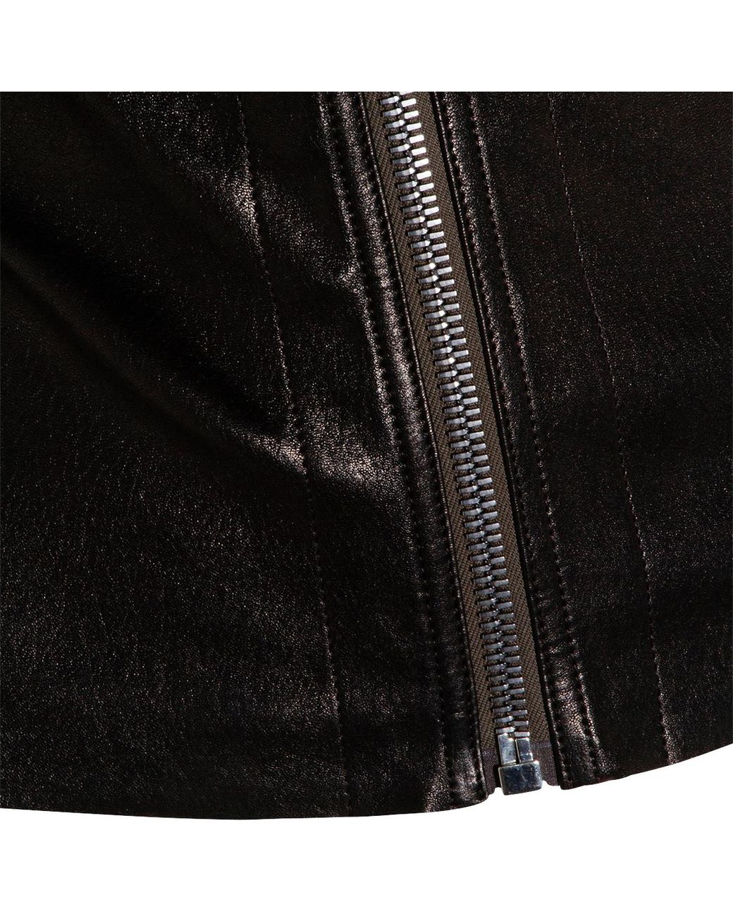 Rick Owens Black High Neck Zip-Up Leather Jacket
