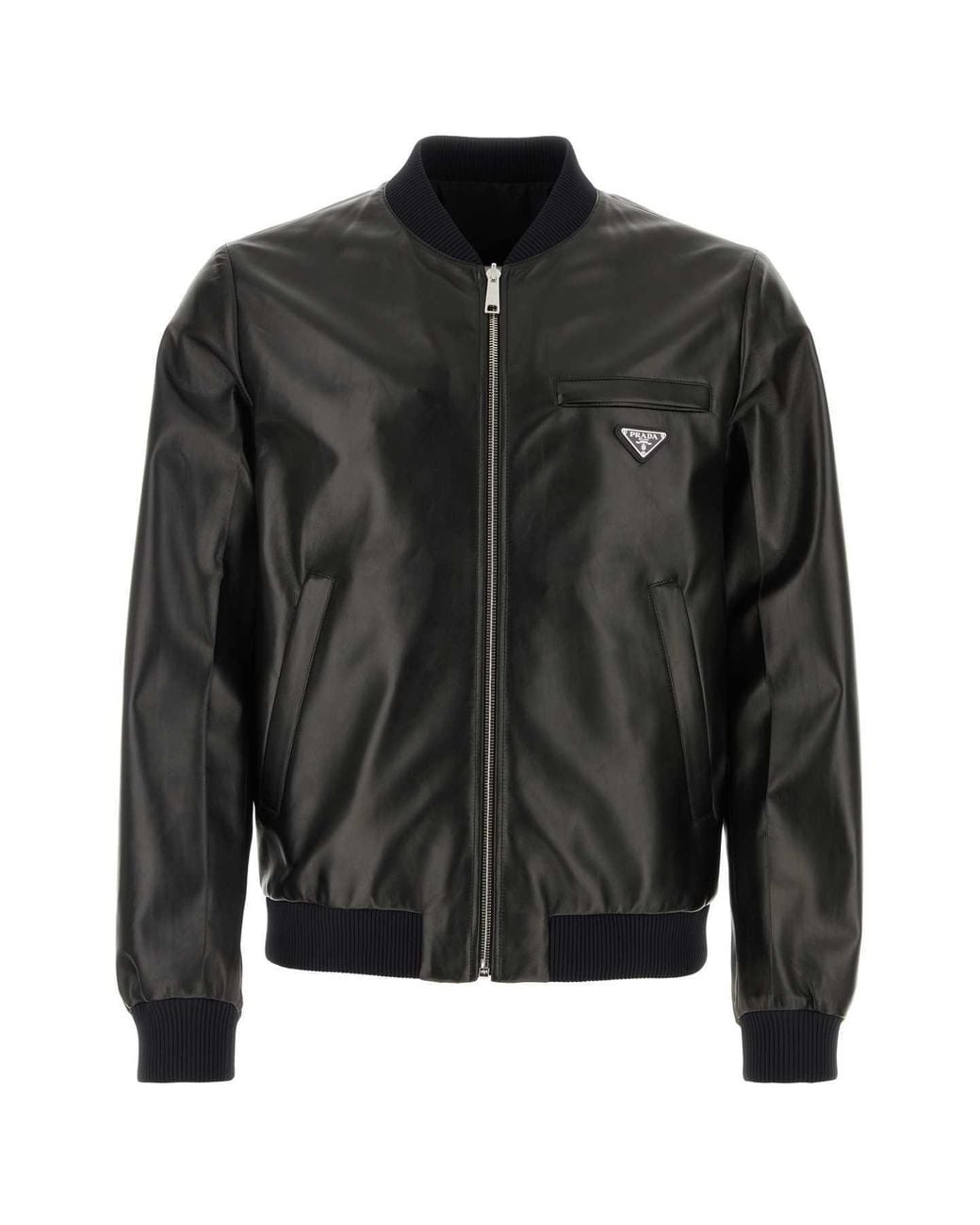 Prada Black Reversible Nappa Leather Bomber Jacket for men