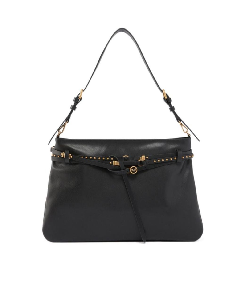 Pinko Black Belt Large Shoulder Bag