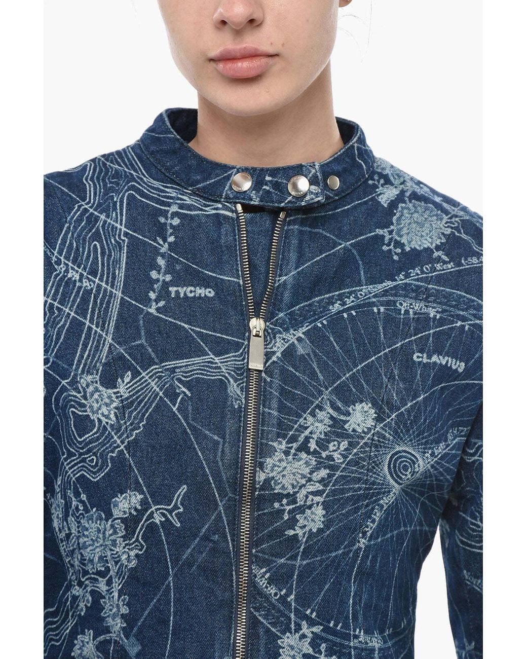 Off-White c/o Virgil Abloh Blue Printed Full-Zip Jacket