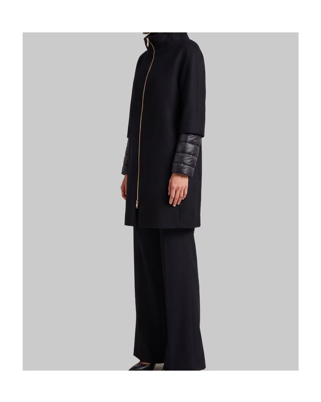Herno Black Ecowool And Nylon Ultralight Coat