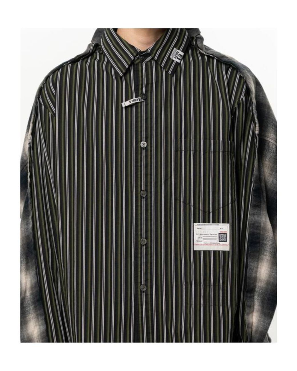 Maison Mihara Yasuhiro Black Long-Sleeve Striped Shirt for men