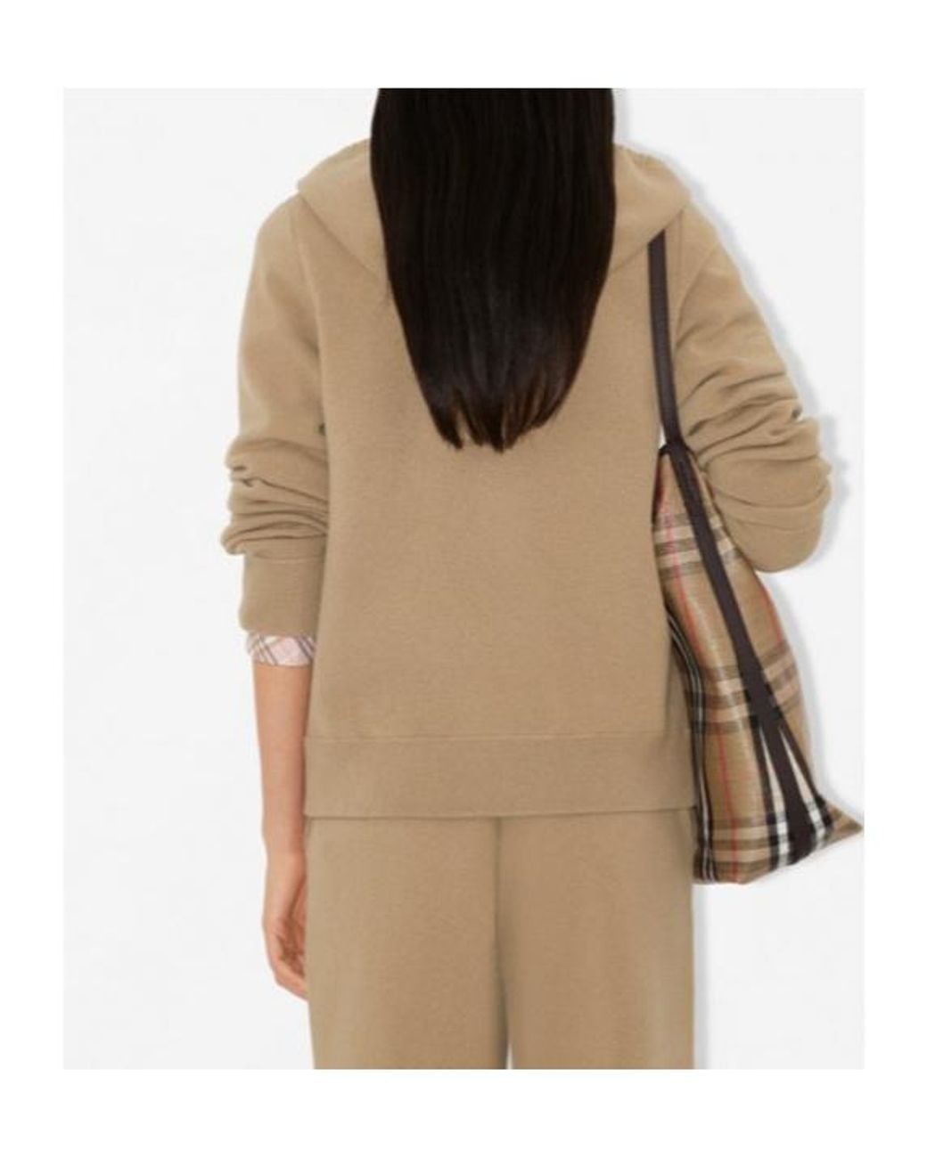 Burberry Natural Ekd Embroidered Zipped Hooded Cardigan