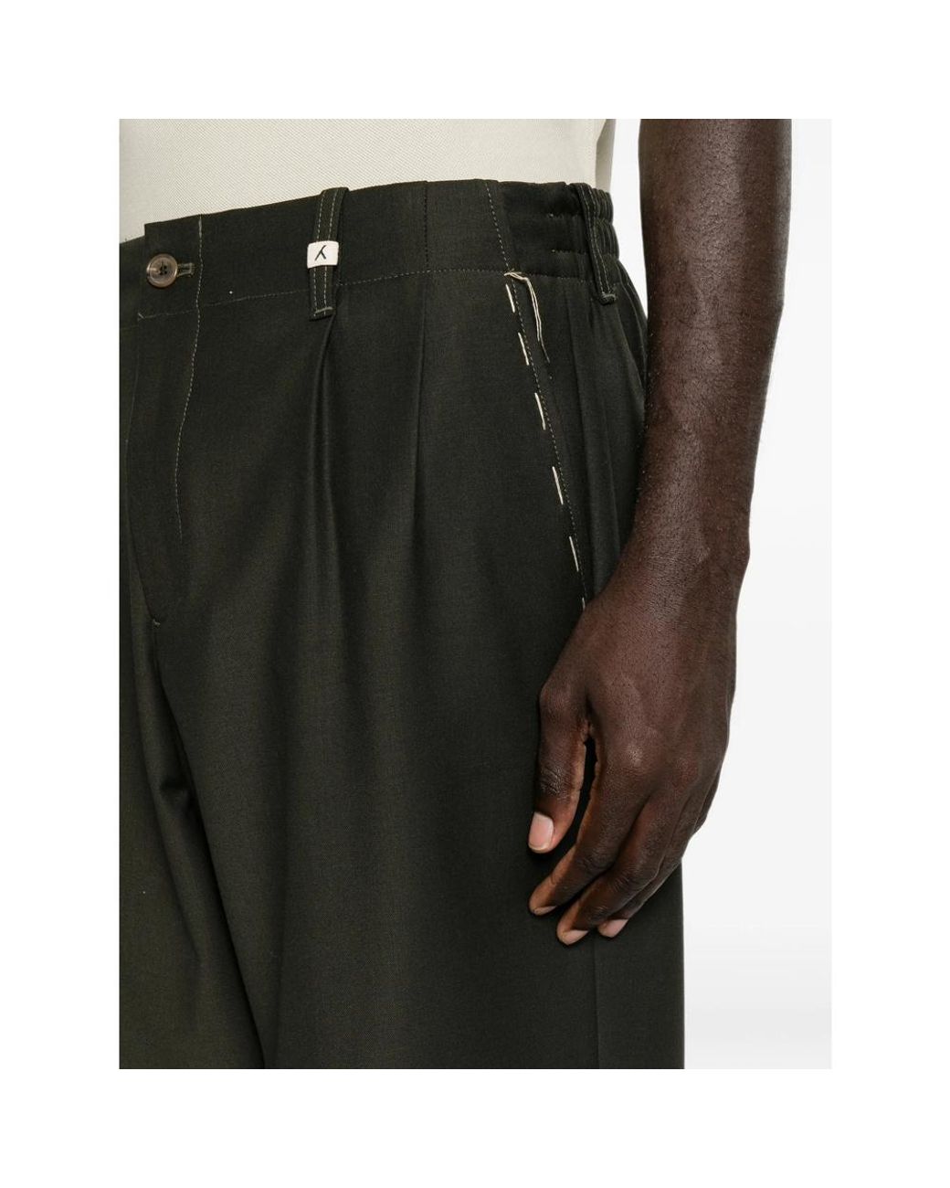 Myths Gray Pleated-Front Straight-Leg Trousers for men