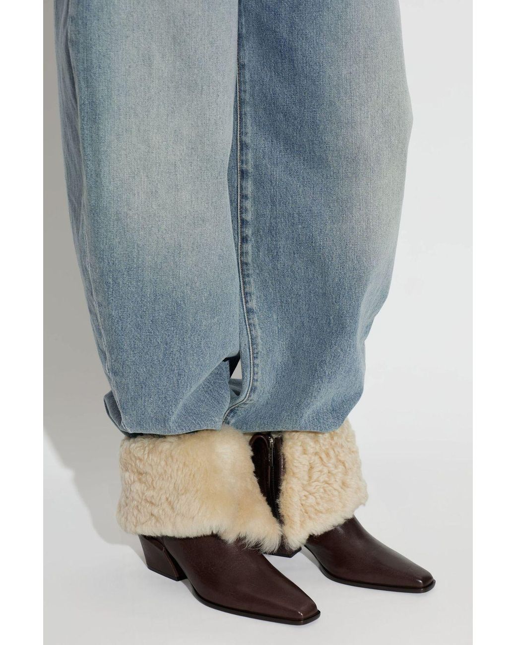Paris Texas Natural Bettina Shearling Ankle Boots