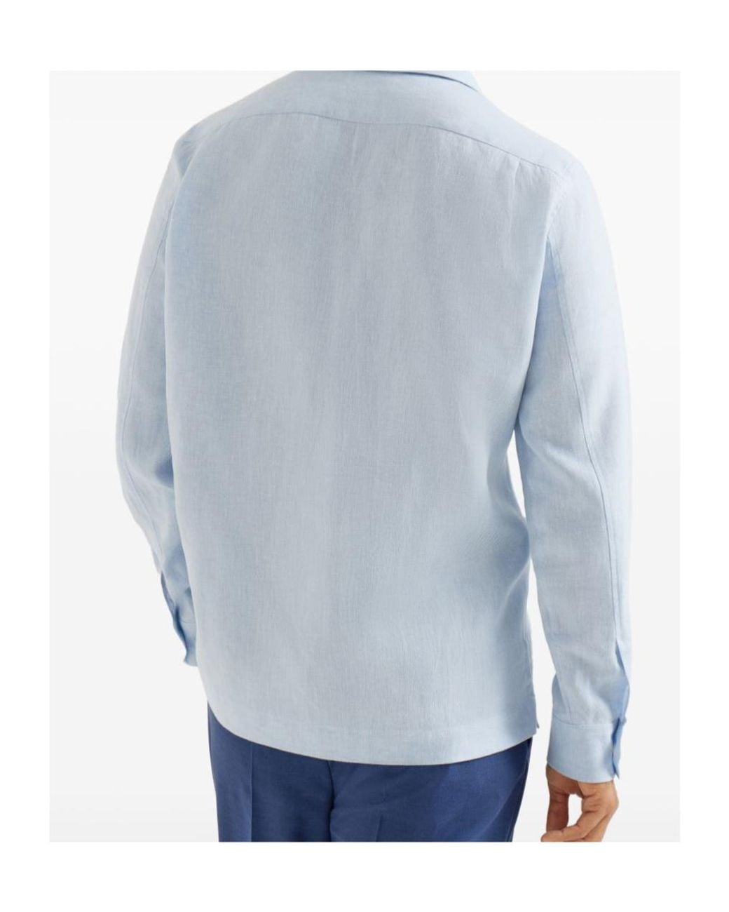 Brunello Cucinelli Blue Crete Detail Shirt for men
