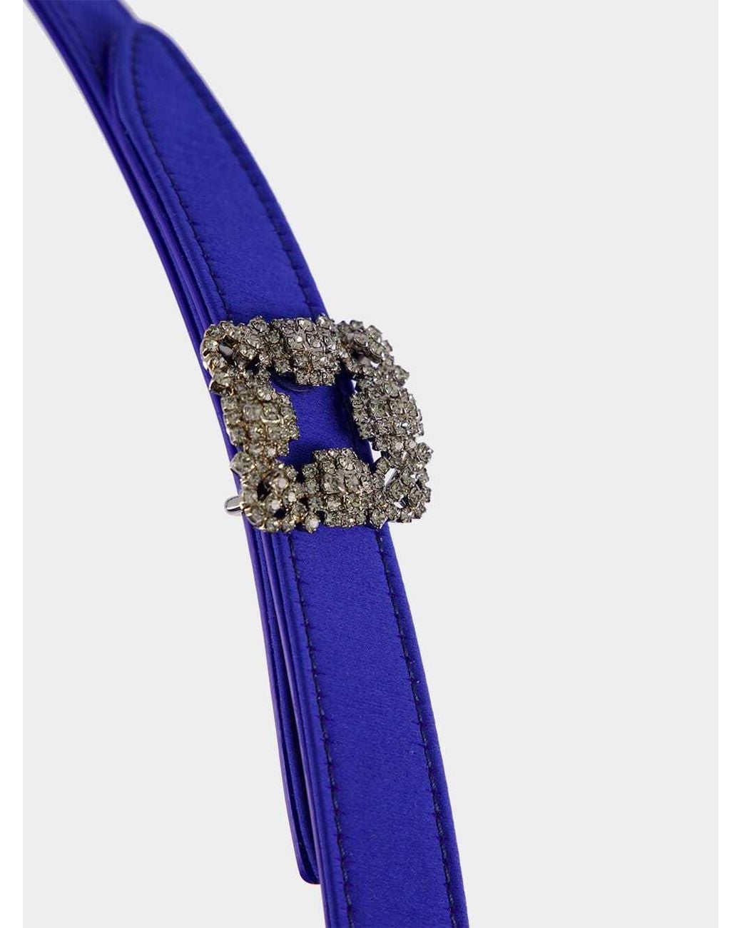 Manolo Blahnik Blue Hangisi Buckle Embellished Belt