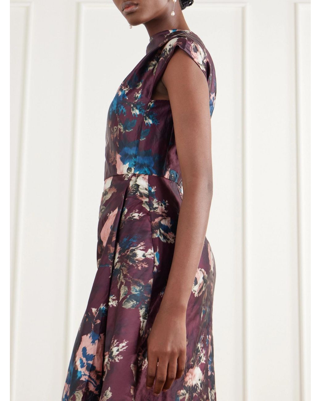 Erdem Purple Metallic Sheen Long Dress