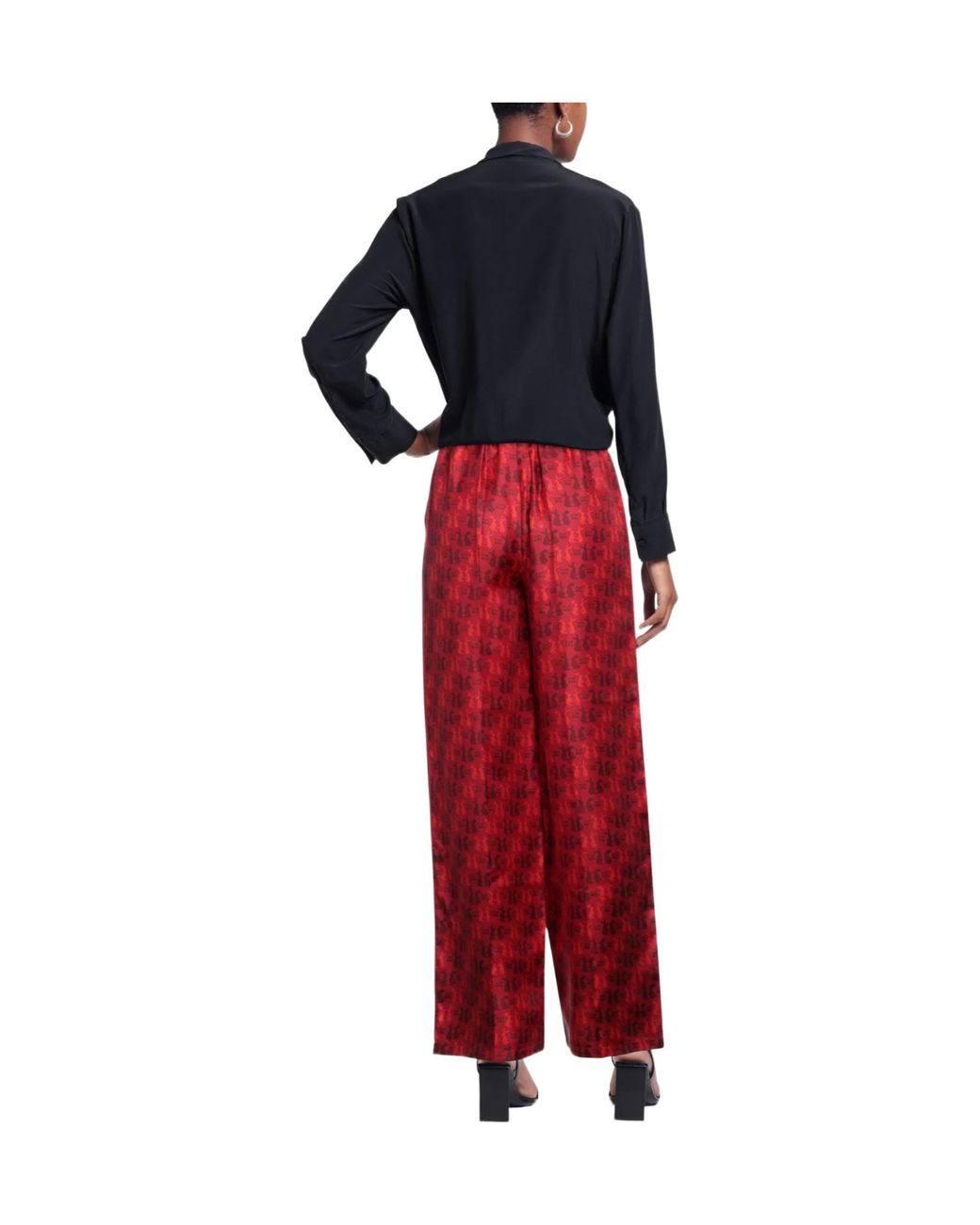 Max Mara Red Patterned Pocket Pants