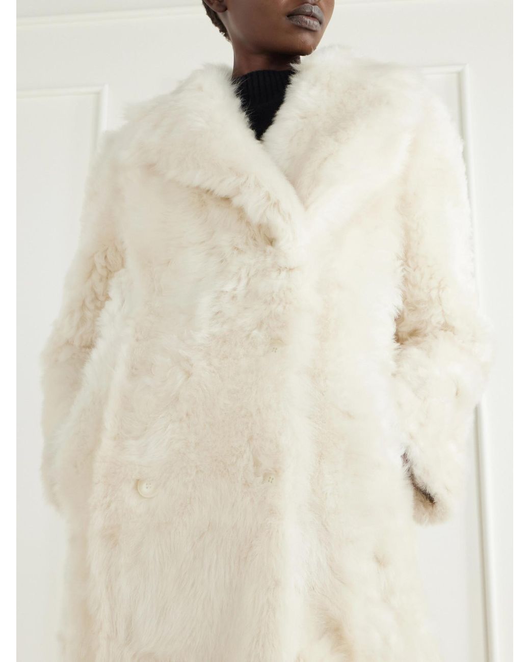 Yves Salomon White Shearling Coat