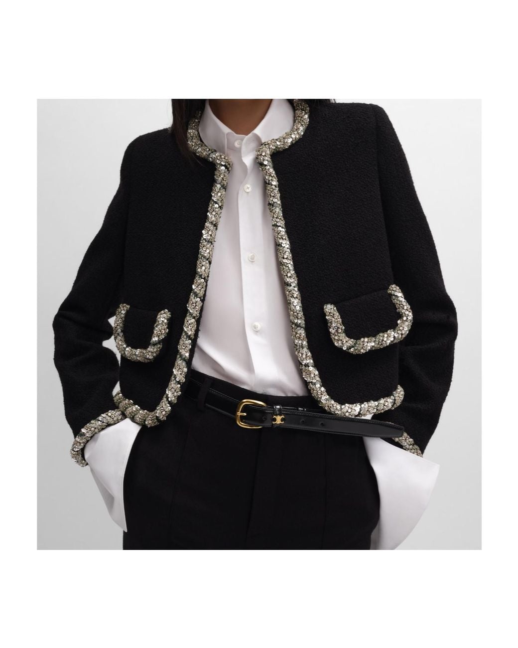 Céline Black Embroidered Icone Jacket