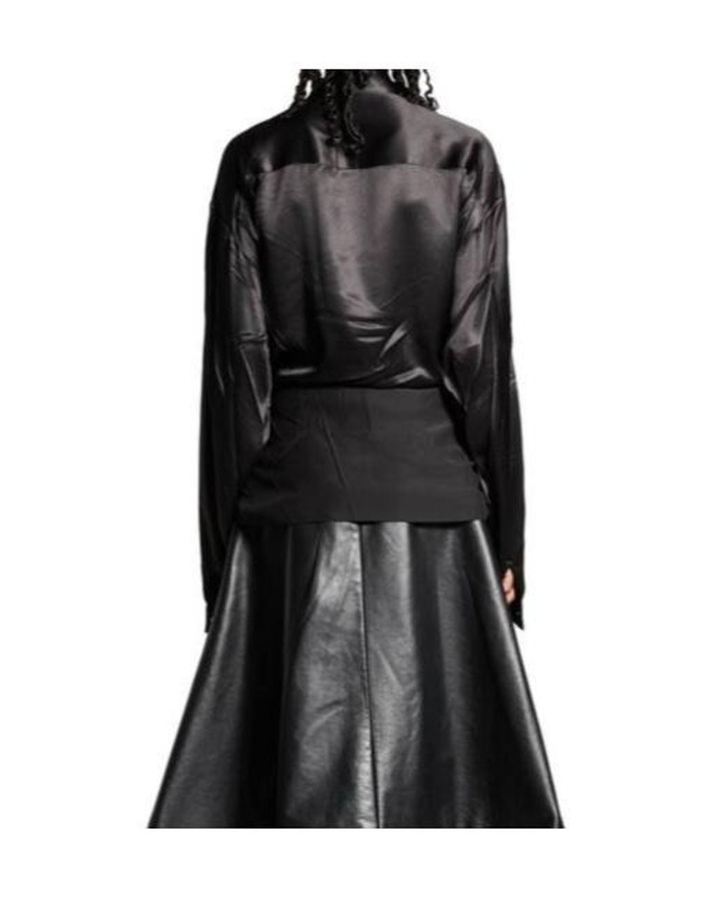 Balenciaga Gray Lavallière Bow-Tie Buttoned-Up Blouse