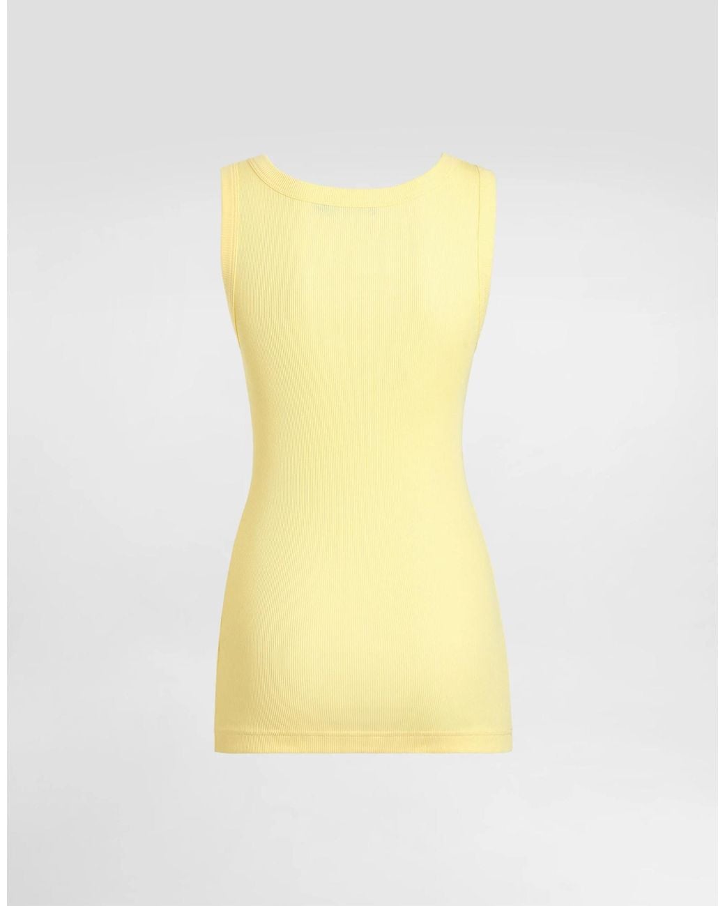 Dolce & Gabbana Yellow Logo Patch Ribbed Tank Top