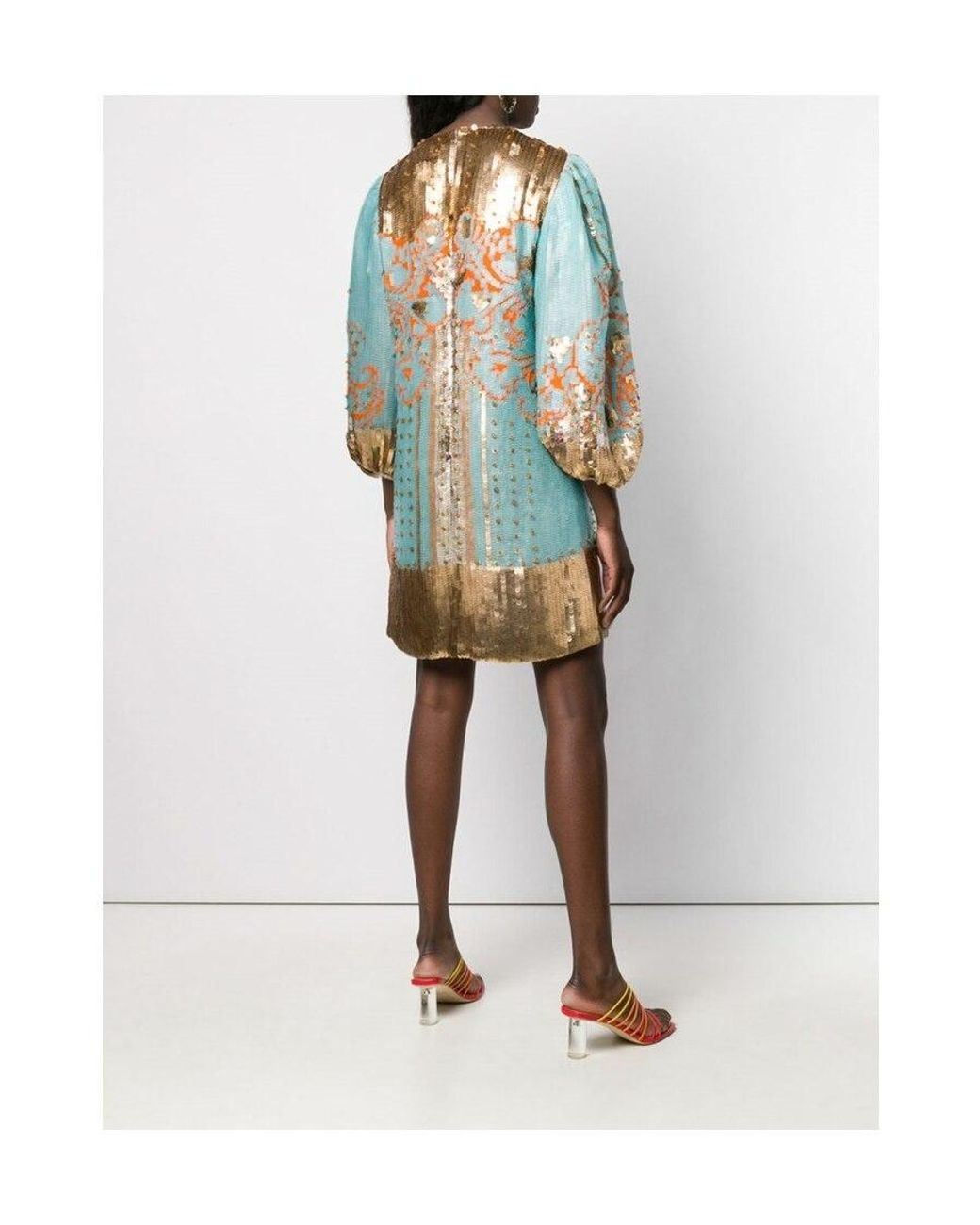 Valentino White Sequined Embroidered Mini Dress