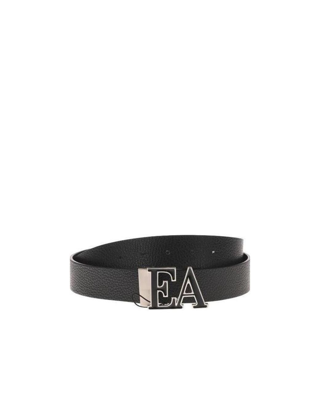 Emporio Armani Black Logo Buckle Belt for men