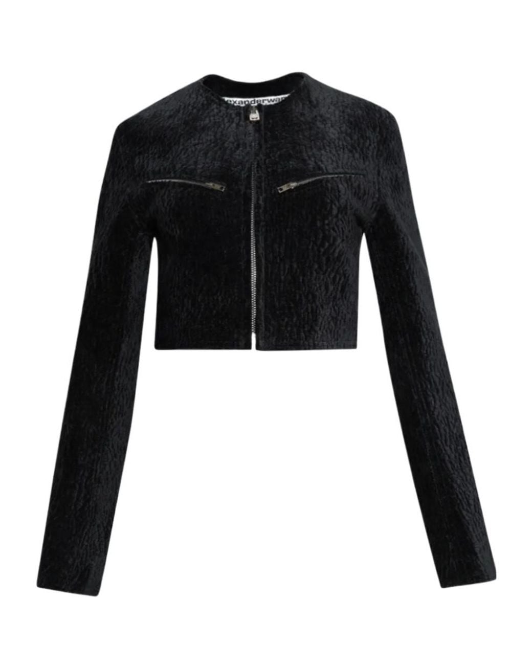 Alexander Wang Black Velvet Cropped Jacket