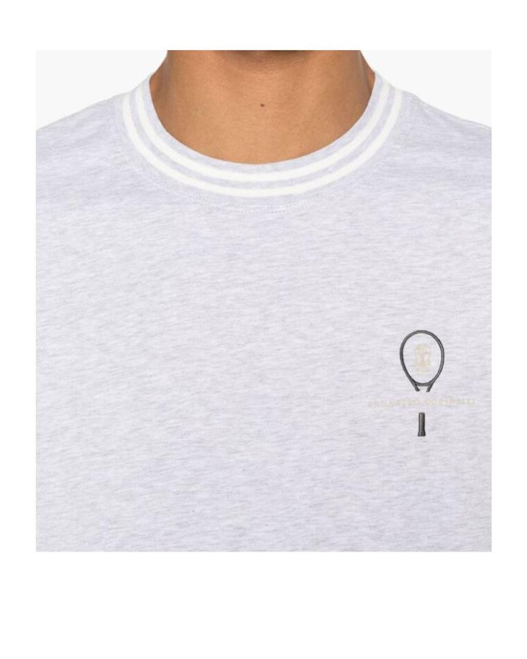 Brunello Cucinelli White Logo Printed Crewneck T-Shirt for men