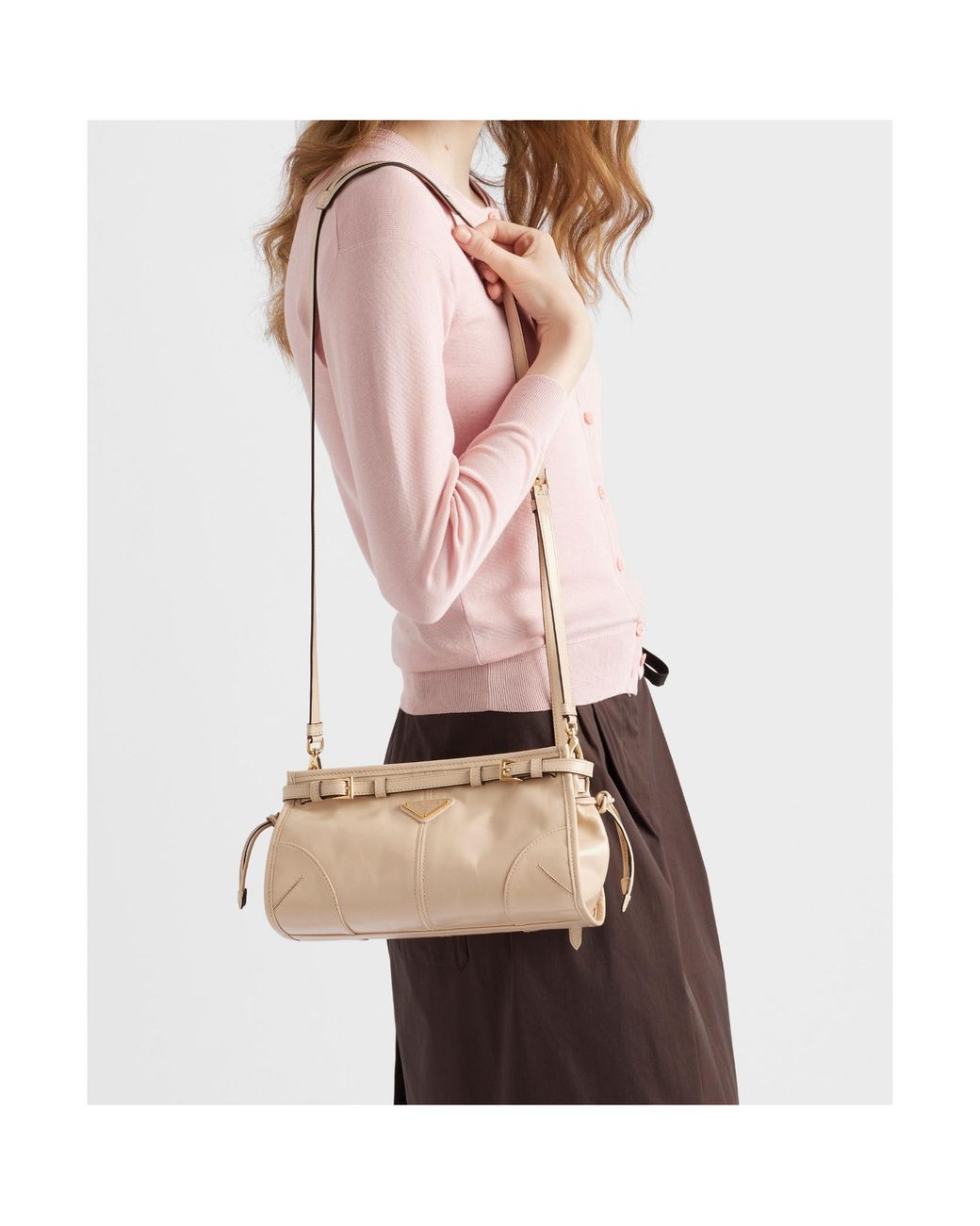 Prada Natural Bonnie Small Leather Shoulder Bag