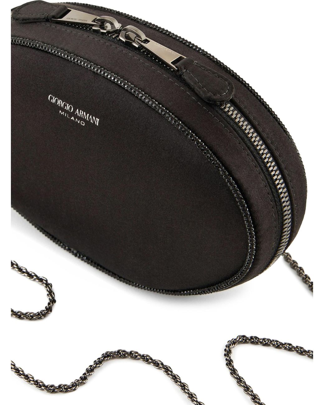 Giorgio Armani Black Chain-Link Clutch Bag