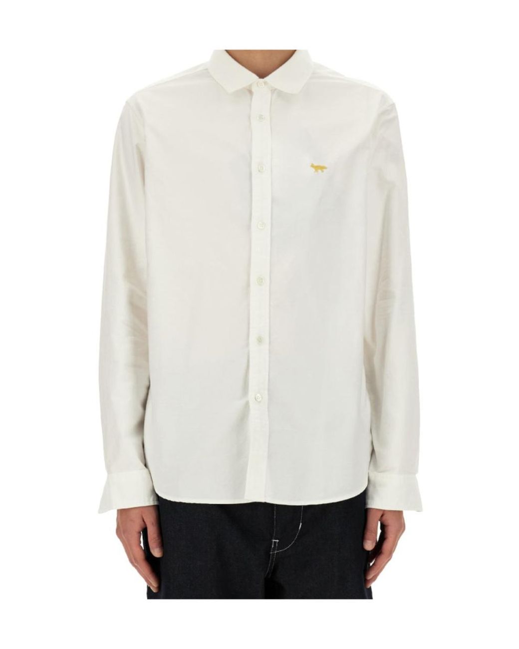 Junya Watanabe White X Maison Kitsuné Logo-Embroidered Shirt for men