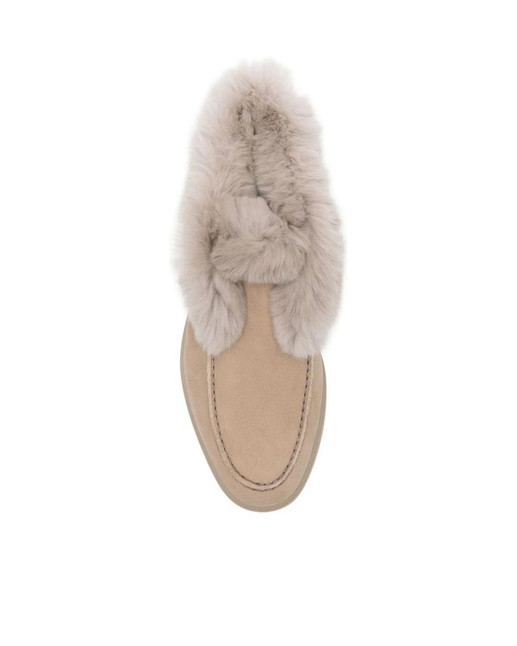Santoni Natural Shearling-Trim Leather Loafers