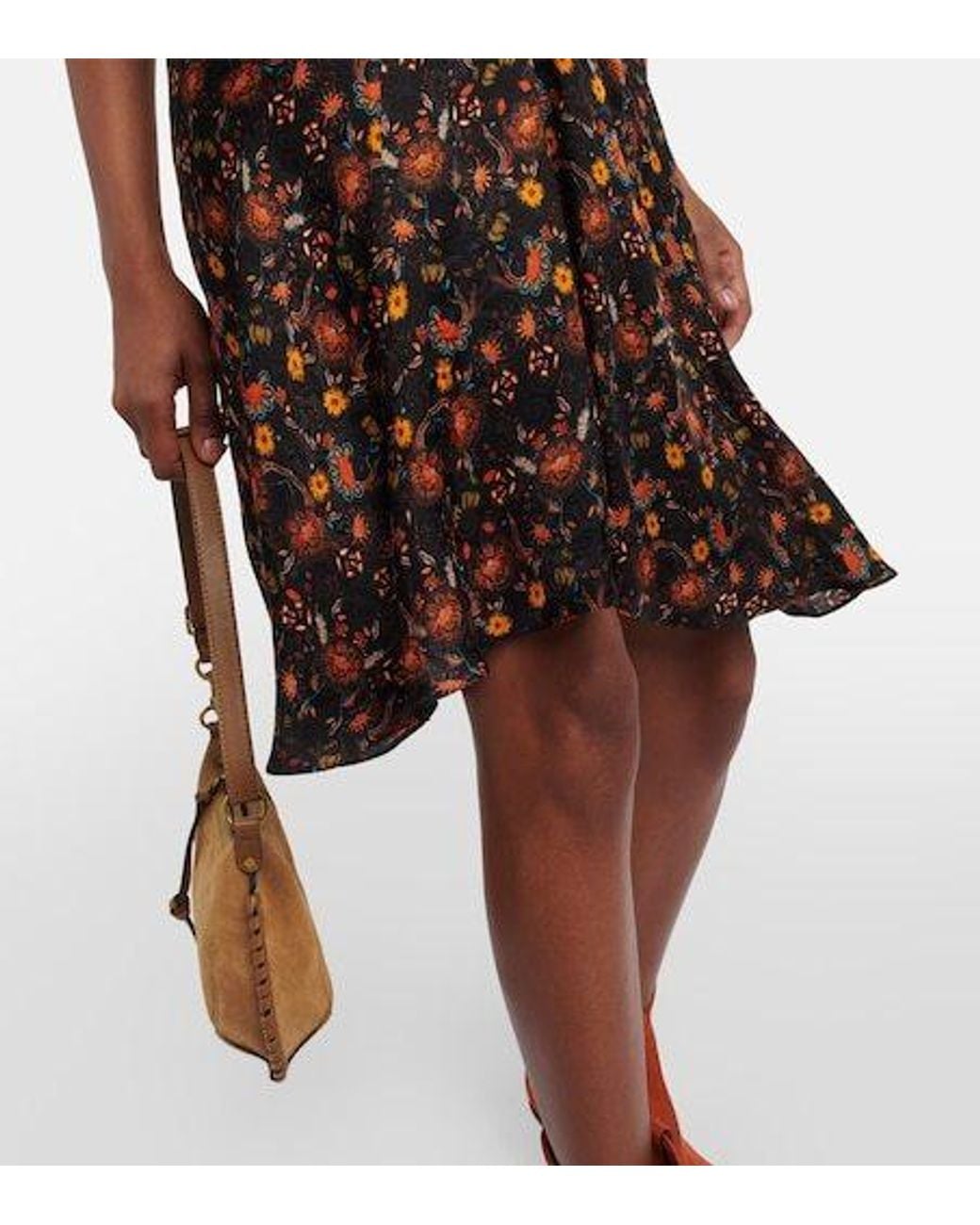 Isabel Marant Brown Presly Floral Silk-Blend Minidress