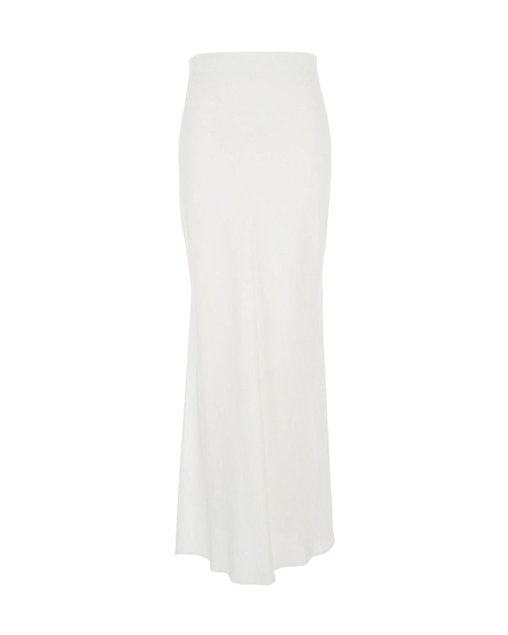 Brunello Cucinelli White Long Satin Side-Slit Skirt