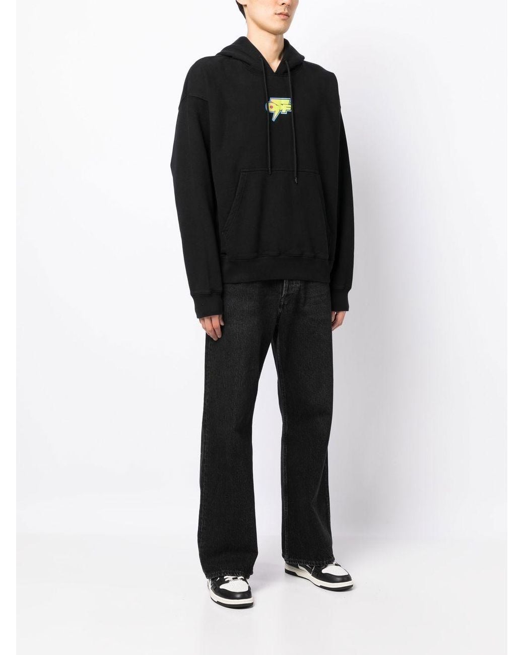 Off-White c/o Virgil Abloh Black Thunder Print Skate Hoodie for men