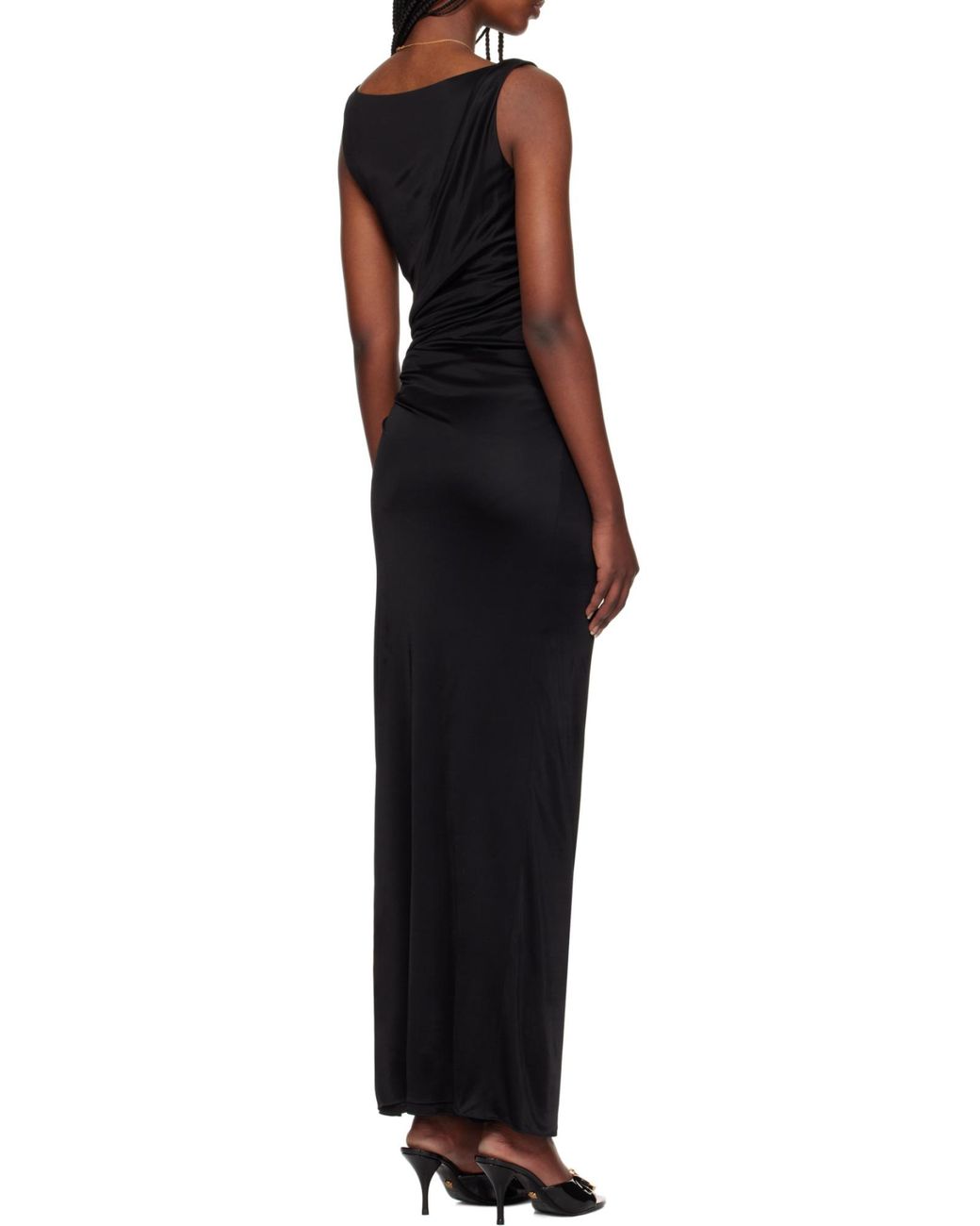 Versace Black Sleeveless Safety Pin Detailed Dress