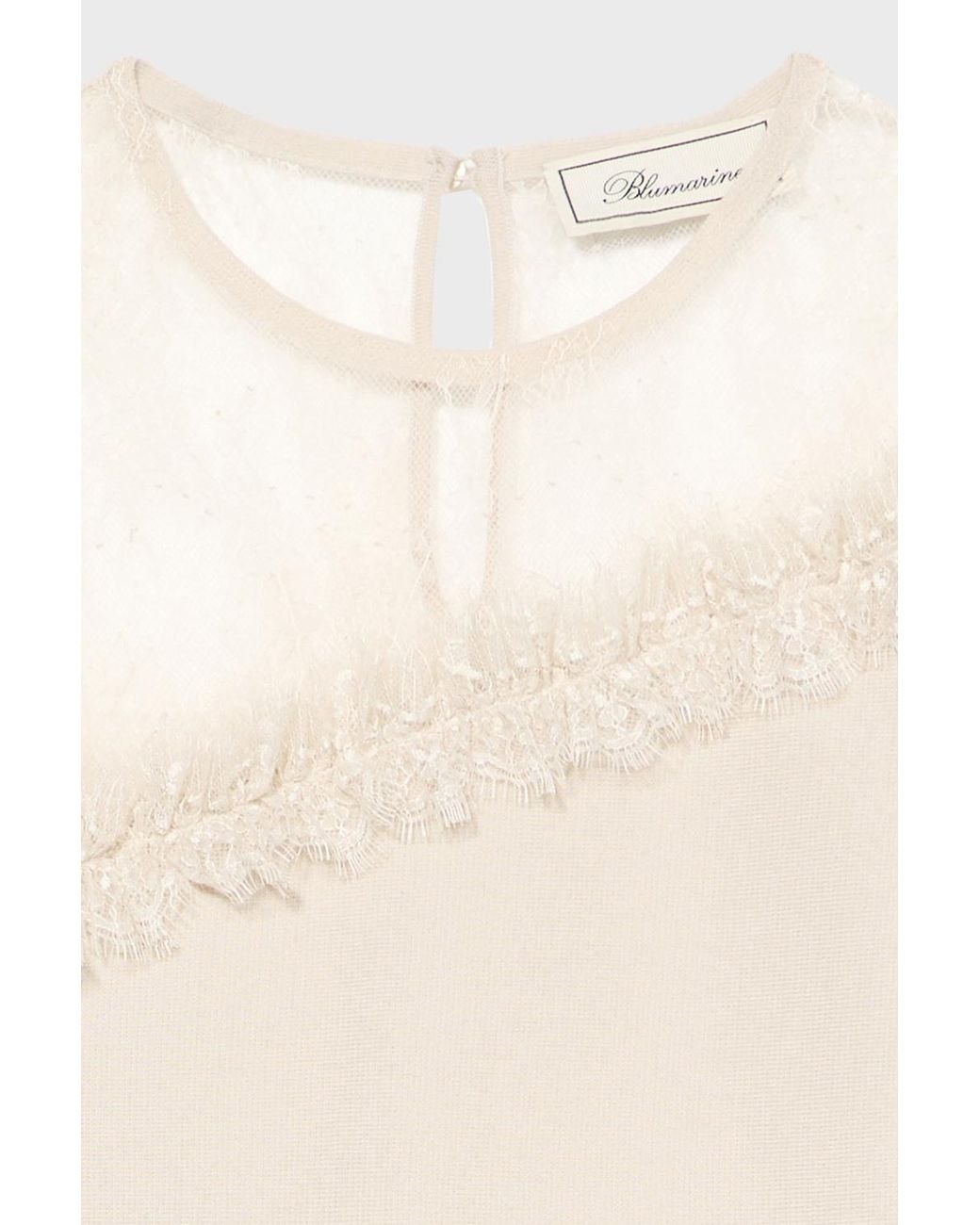 Blumarine White Wool Jumper With Tulle Yoke