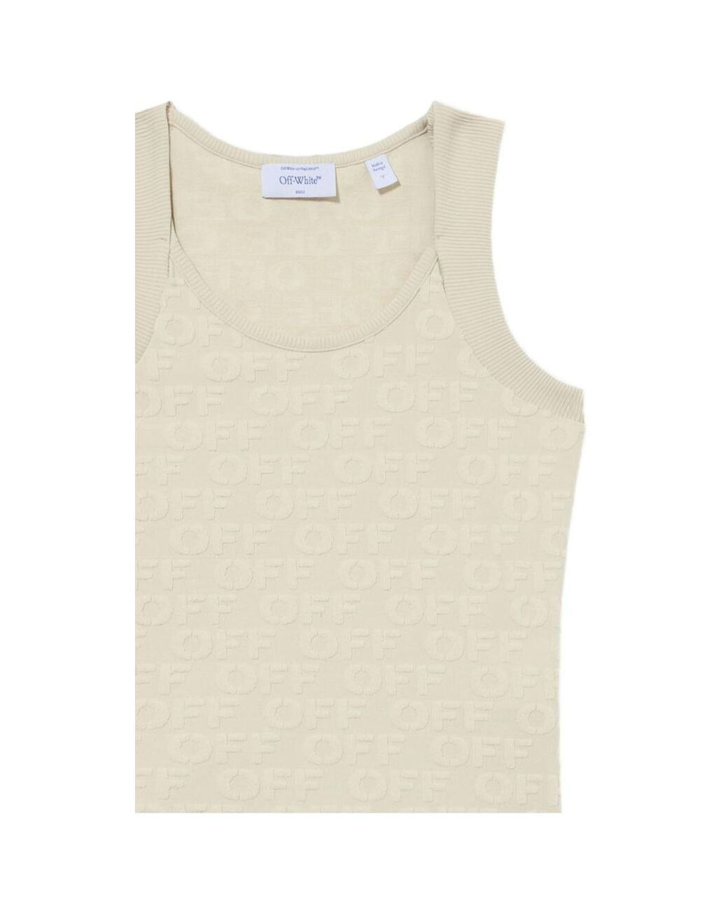 Off-White c/o Virgil Abloh Natural Logo-Pattern Terry Tank Top