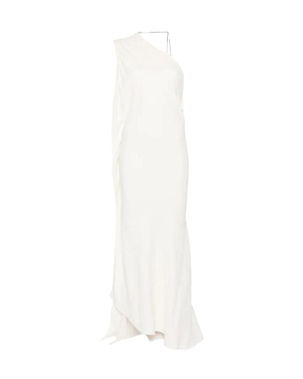 Victoria Beckham White One-Shoulder Chain-Detail Dress