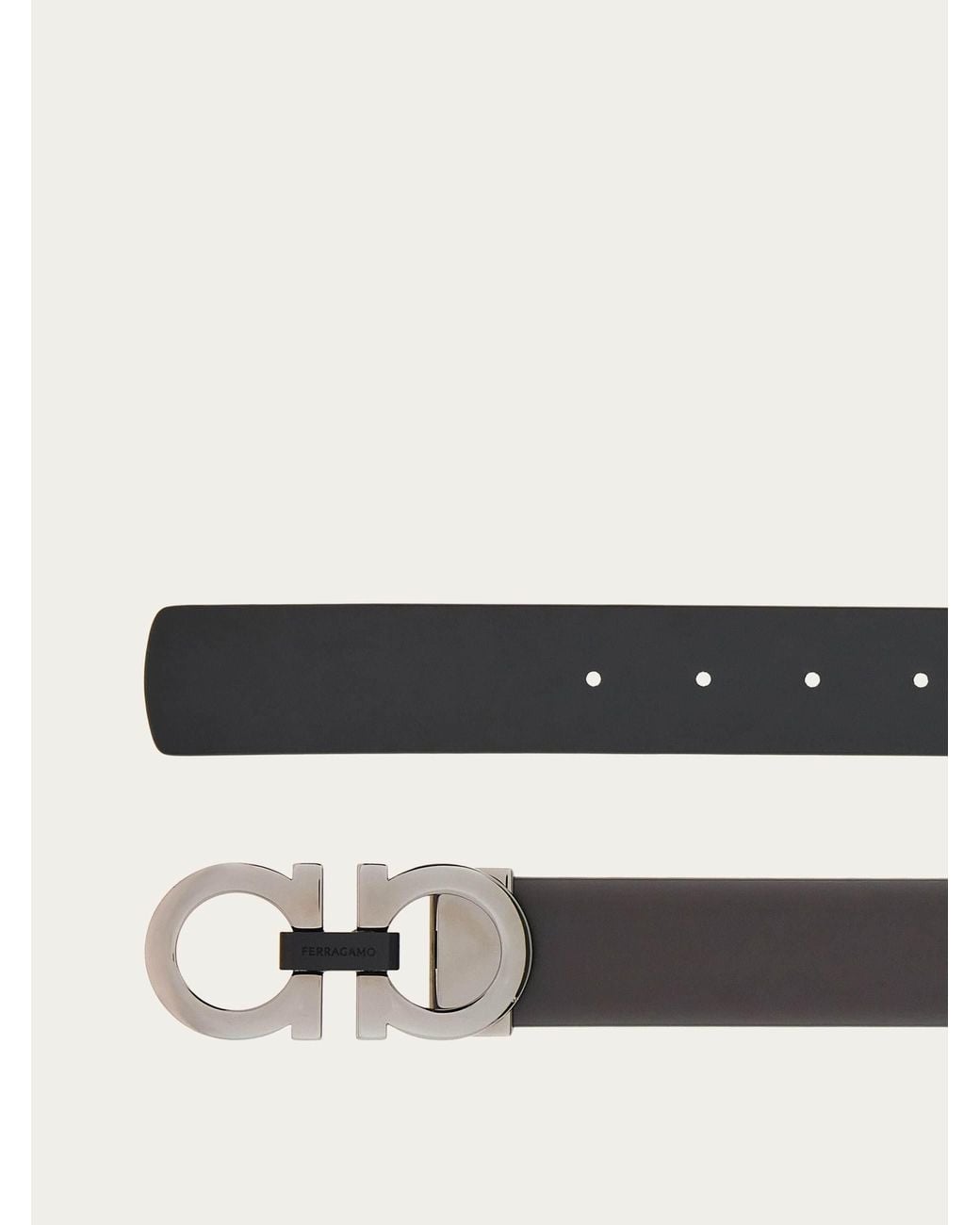 Ferragamo White Double-Sided Adjustable Gancini Belt for men