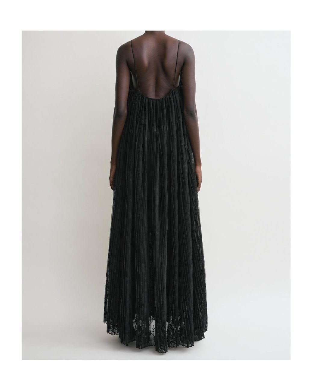 Totême  Black Totême Floral Tulle Midi Slip Dress