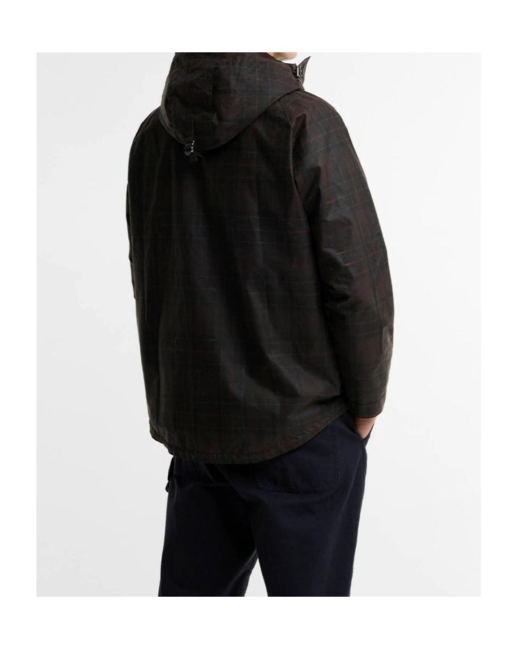 Barbour Black Check-Pattern Hooded Jacket for men