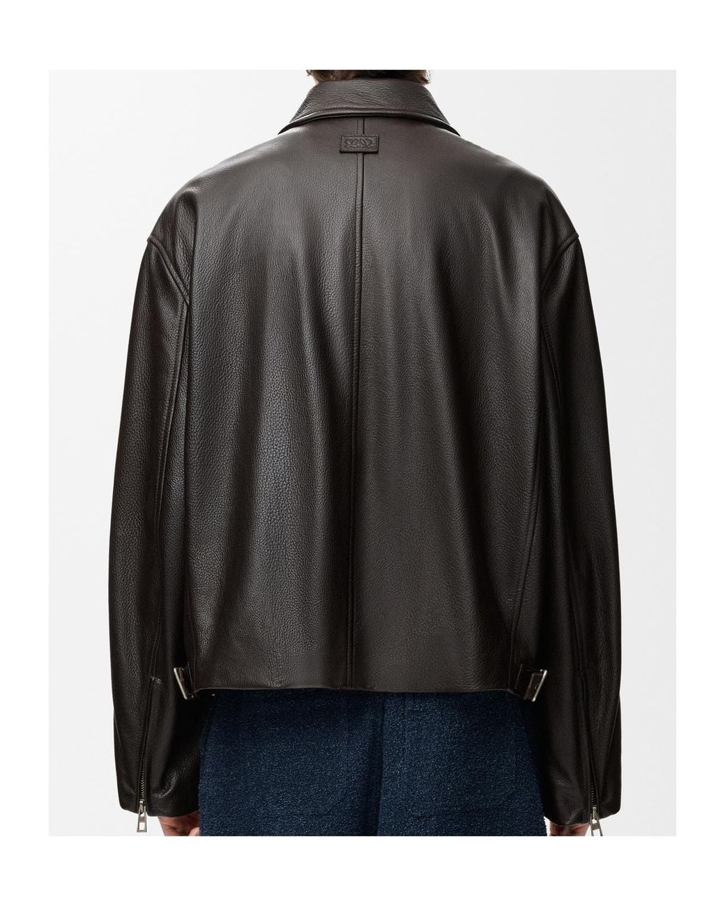 Loewe Black Long-Sleeved Zip-Up Leather Jacket for men