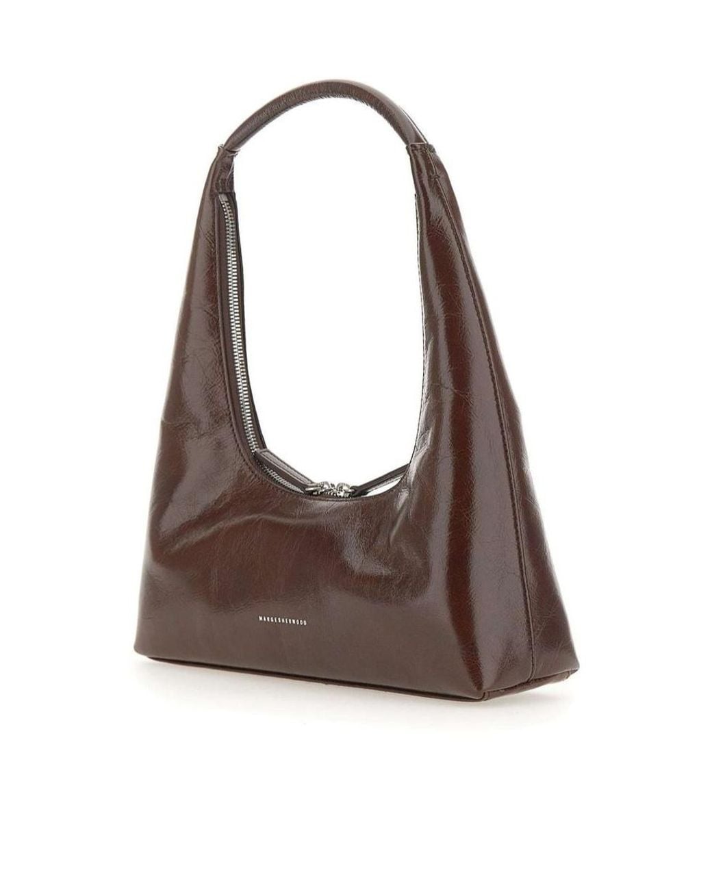 MARGE SHERWOOD Brown Crinkled Hobo Shoulder Bag