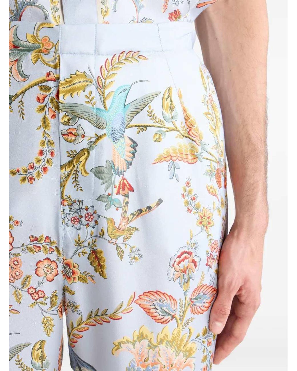 Etro White Wide-Leg Printed Pants for men