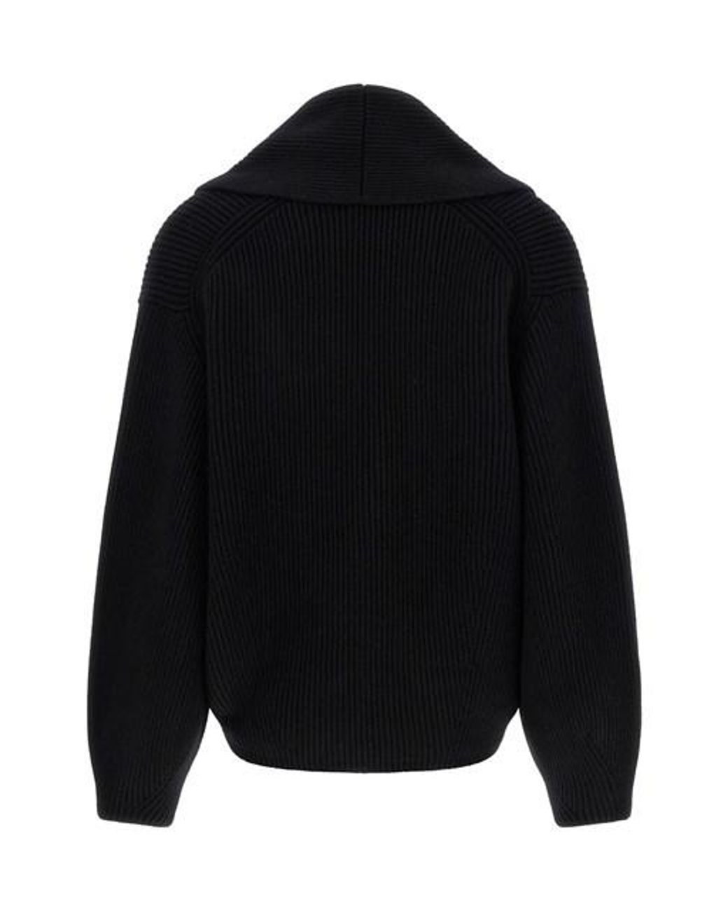 Totême Black Collared Long-Sleeved Knit Sweater