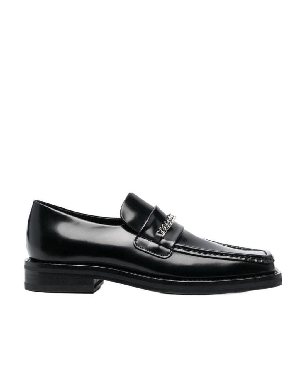 Martine Rose Black Chain-Detail Square-Toe Loafers