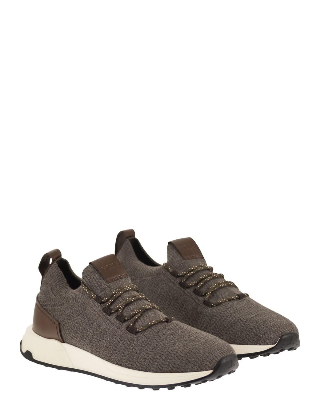 Tod's Brown Technical Fabric Sneakers With Leather Inserts for men