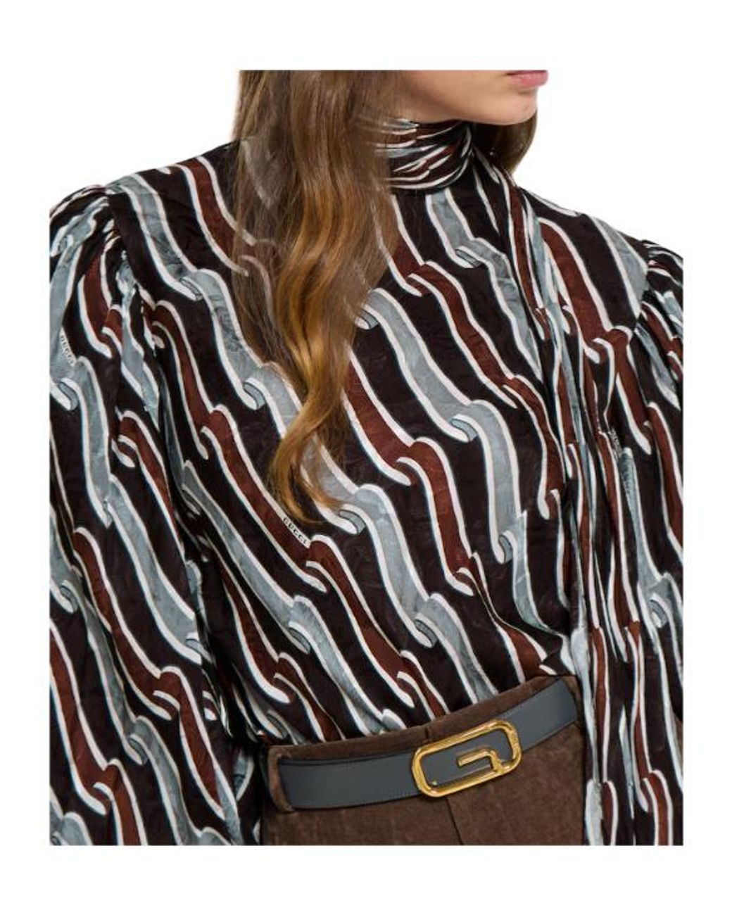 Gucci Black Printed Twill Blouse