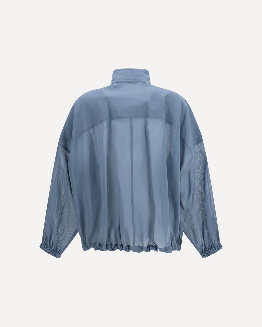 Brunello Cucinelli Blue Sheer-Panelled Cotton Jacket