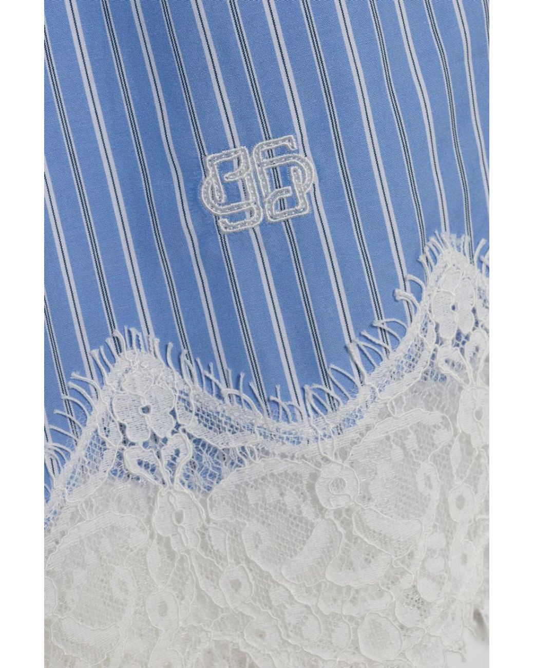 Jonathan Simkhai Blue Emmie Lace-Trim Striped-Pattern Shorts
