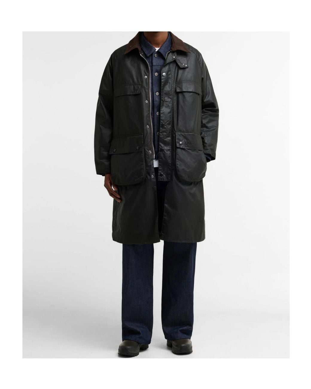 Barbour Black X A.P.C. Sugarlump Bedale Long Waxed Jacket for men