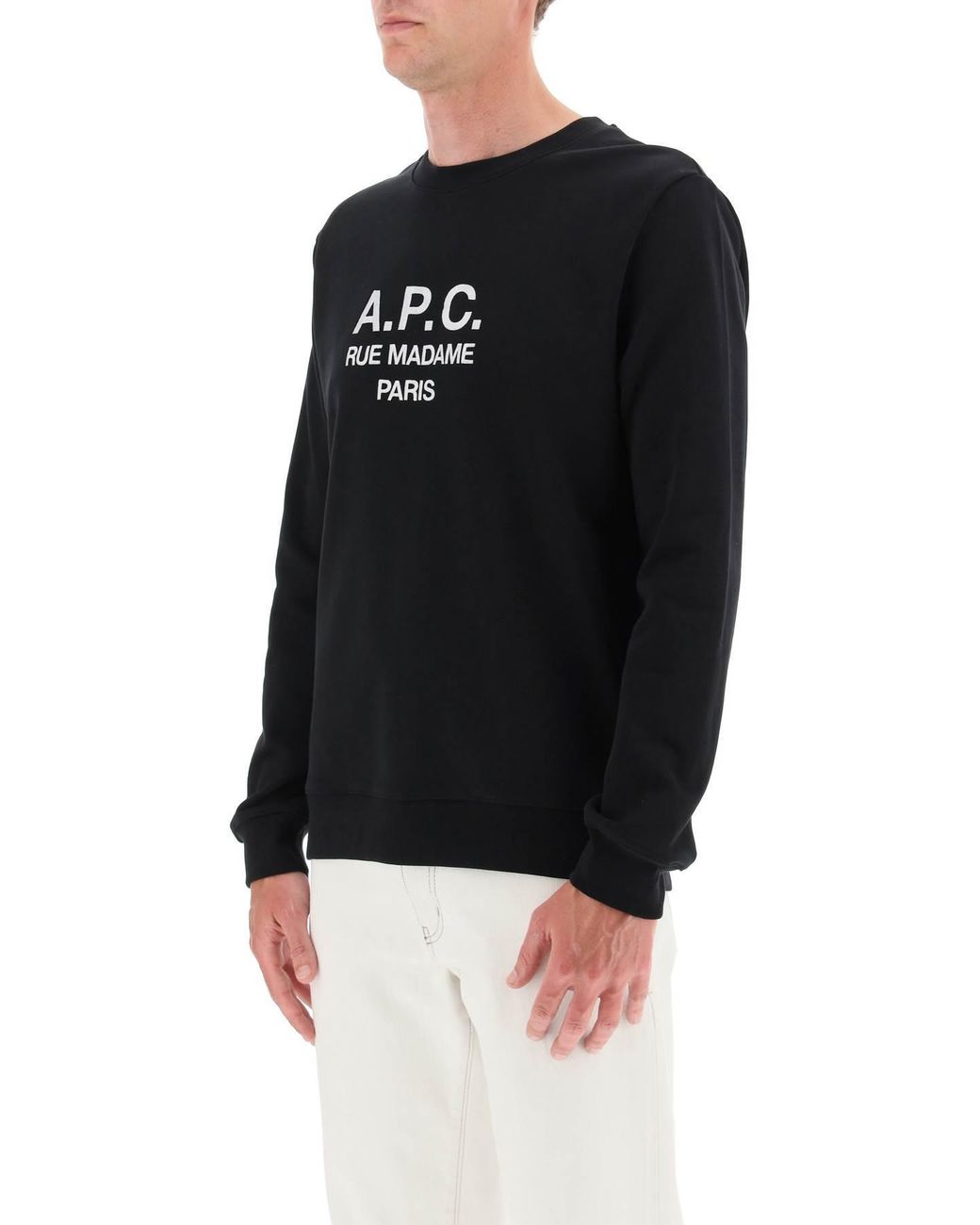 A.P.C. Black Logo Embroidered Crewneck Sweatshirt for men