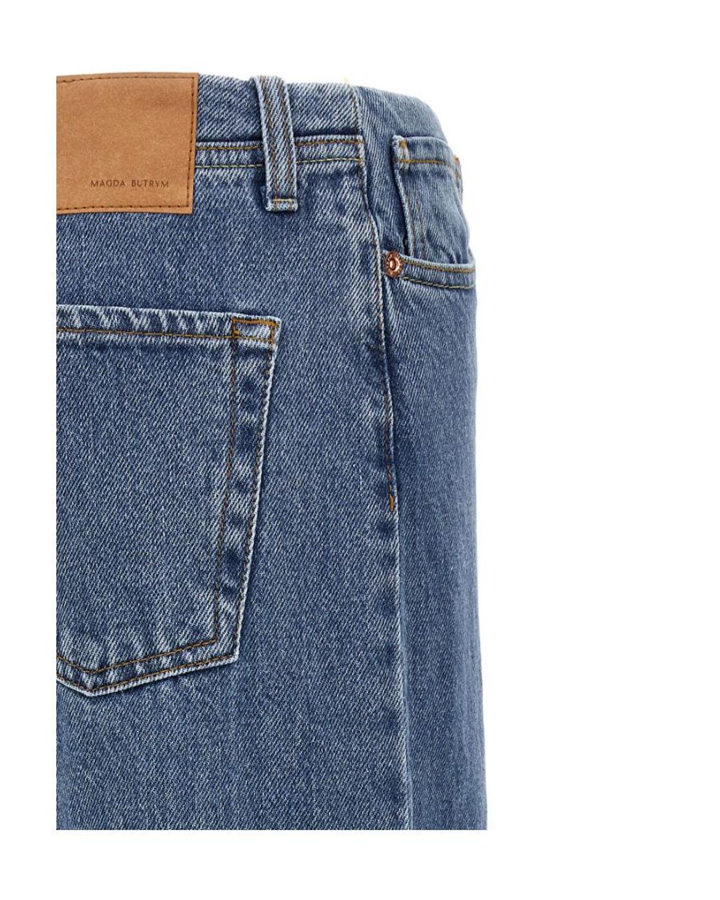 Magda Butrym Blue Ultra Low Waist Wide Leg Denim Jeans