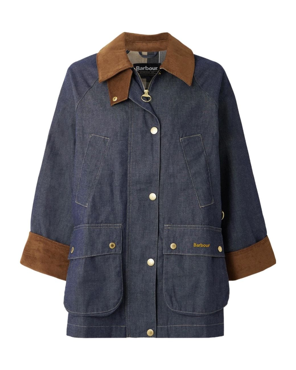 Barbour Blue Cotton Corduroy-Trimmed Denim Jacket
